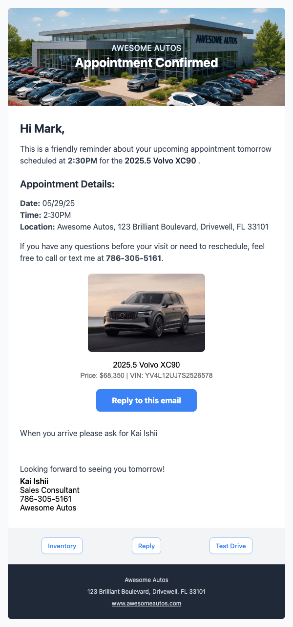 Appointment Scheduled Template